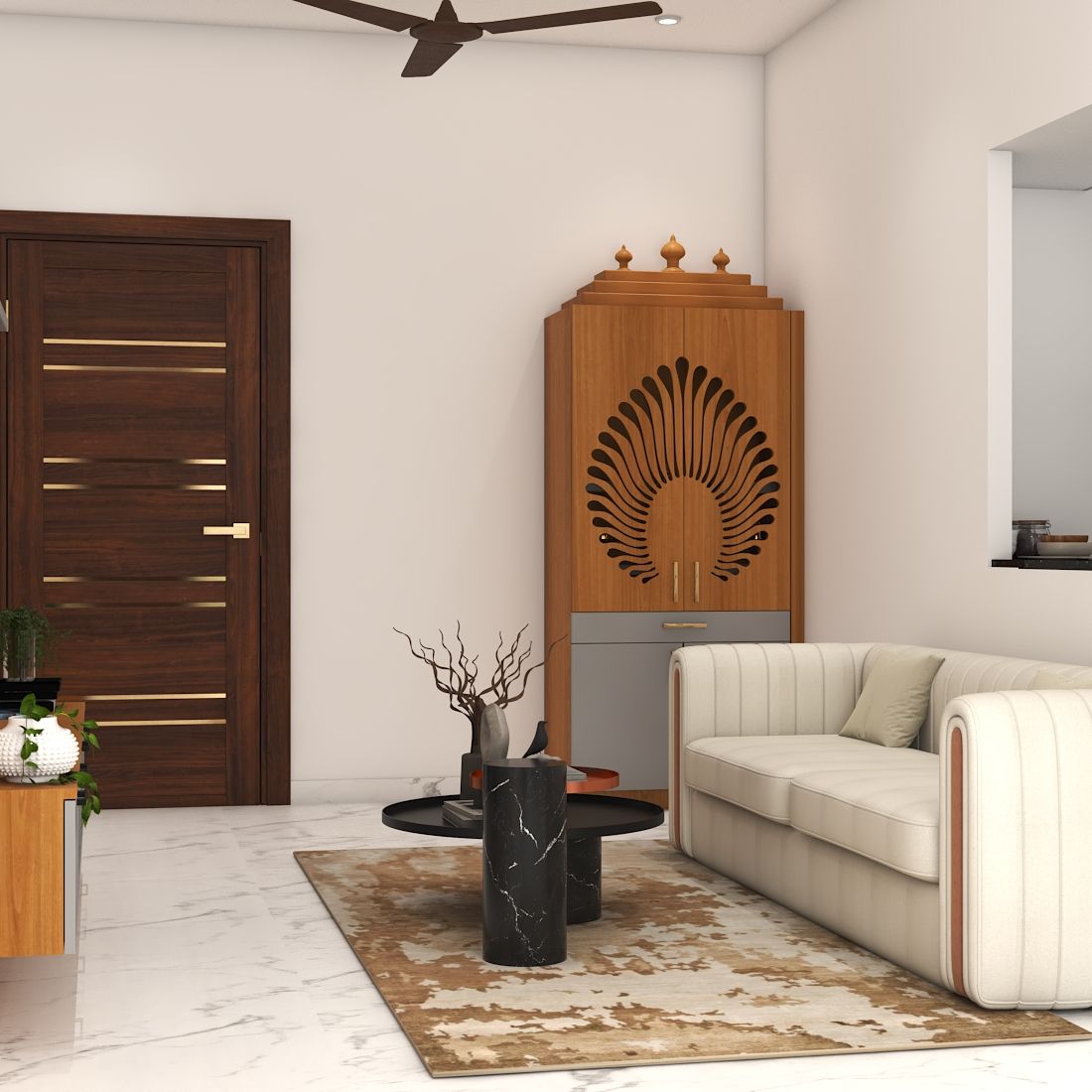 Living Room with Pooja Unit