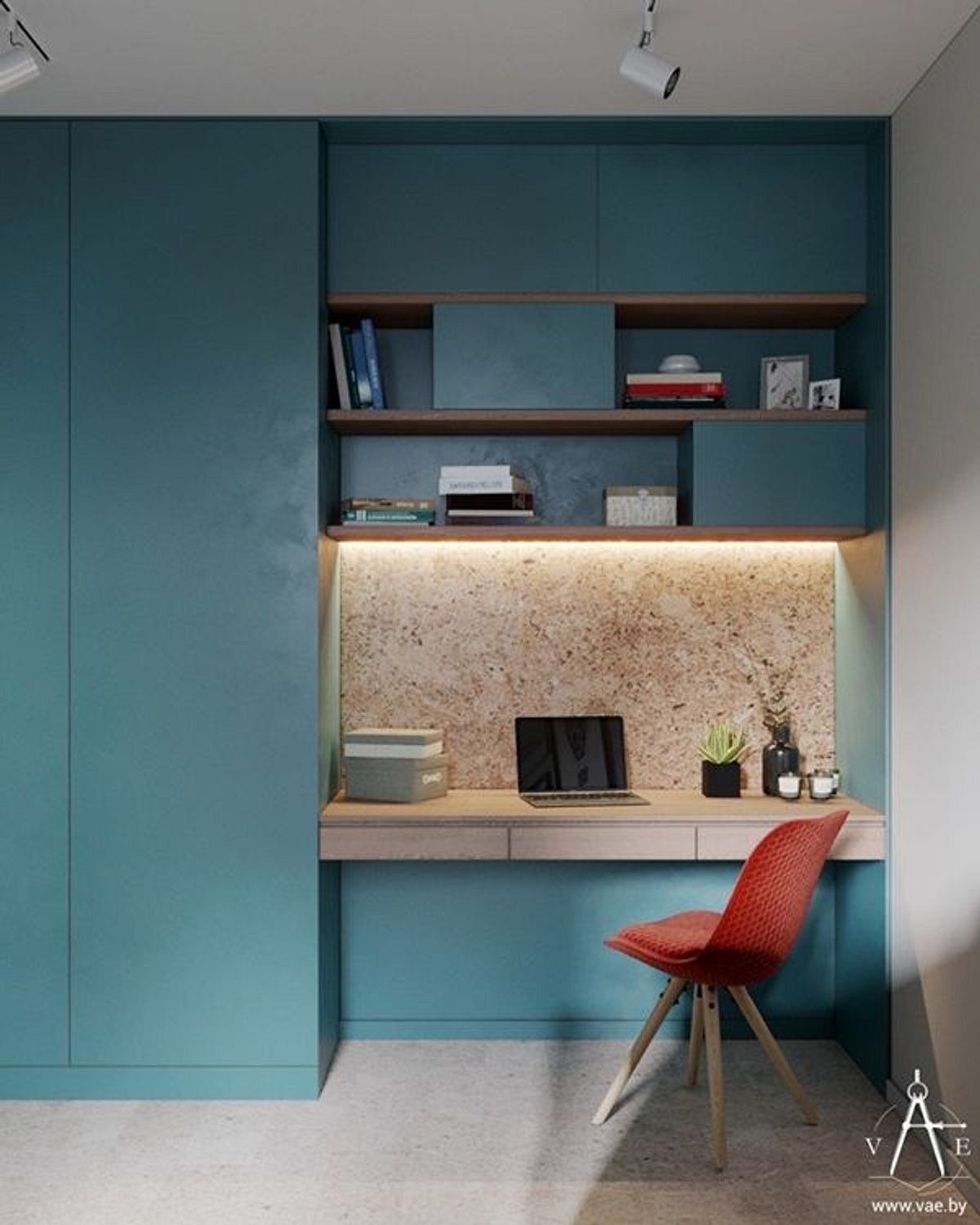 Teal Blue Study Nook