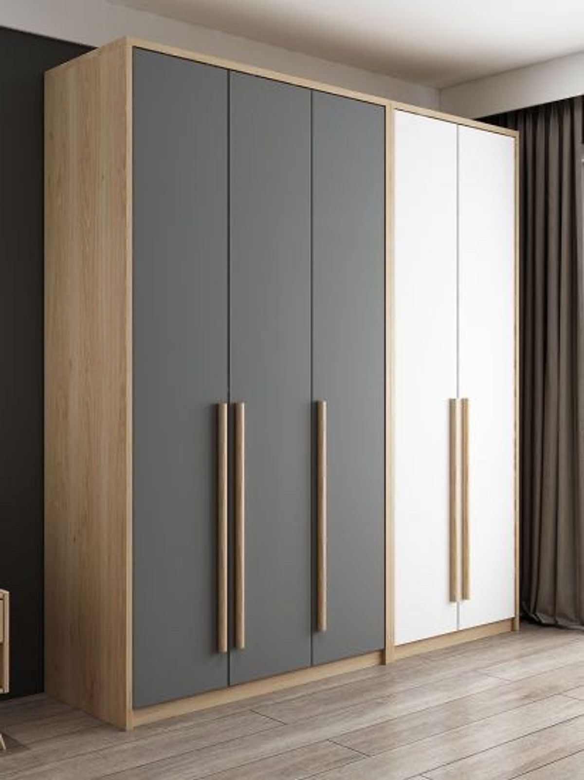 Grey & White Five-Door Wardrobe