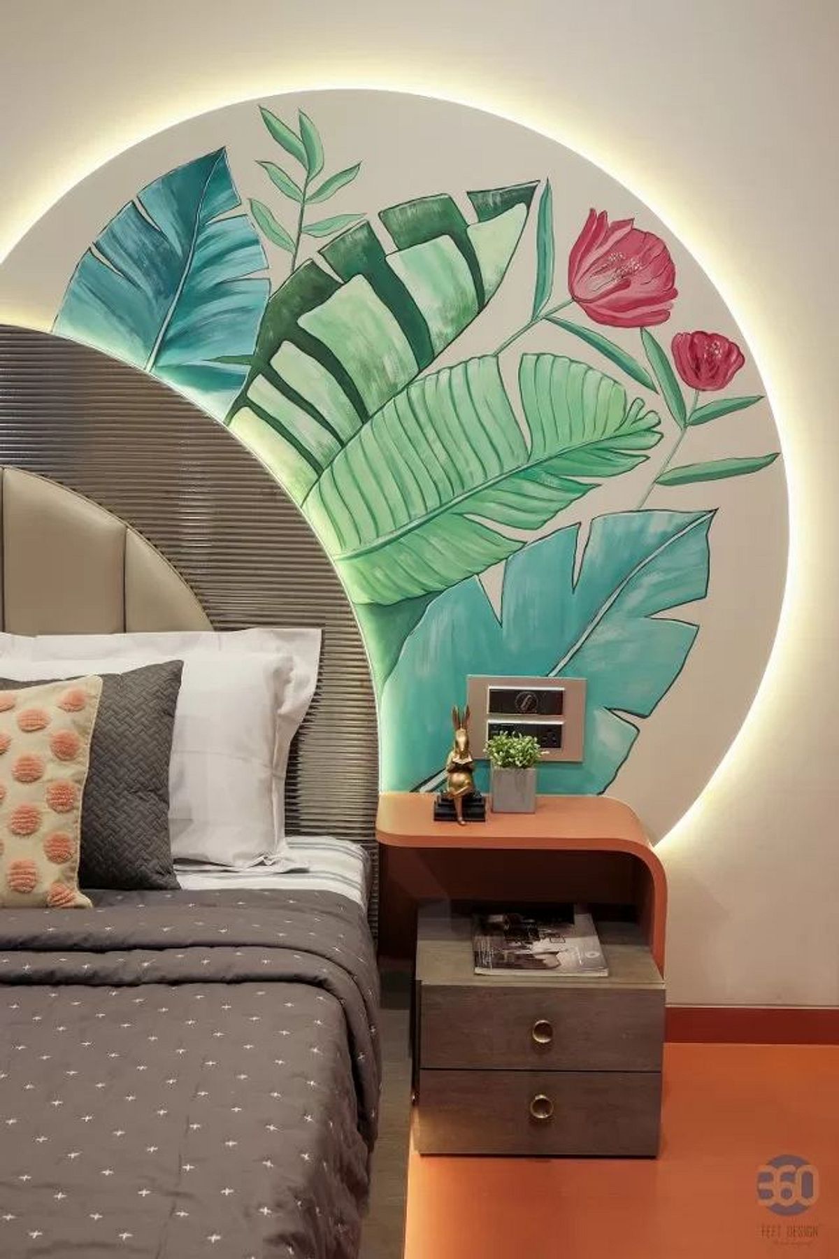 Kids Bedroom with Leaf Art